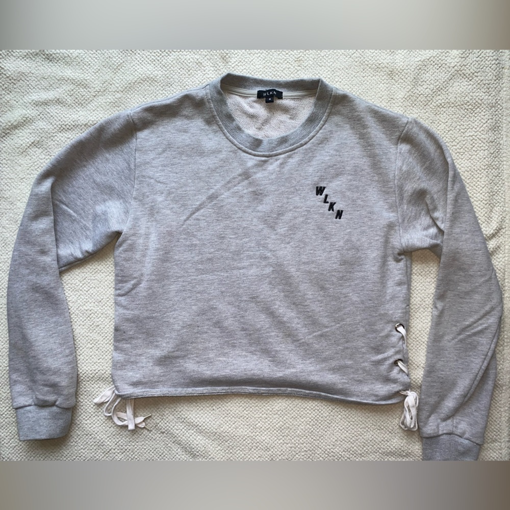 Grey Cropped Sweater with Lacing on sides | WLKN | Size: S